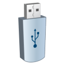 A USB (Universal Serial Bus) Drive, commonly used to transfer data between computers. The symbol for USB is shown on the Drive.