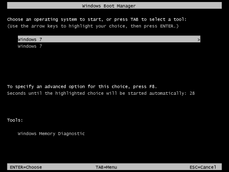 An example of a Windows Boot Manager.