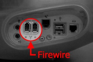 An example of the location of a Firewire port.