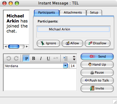Instant Messaging opening window