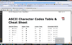 ASCII code chart