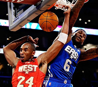 Kobe swooping by Lebron